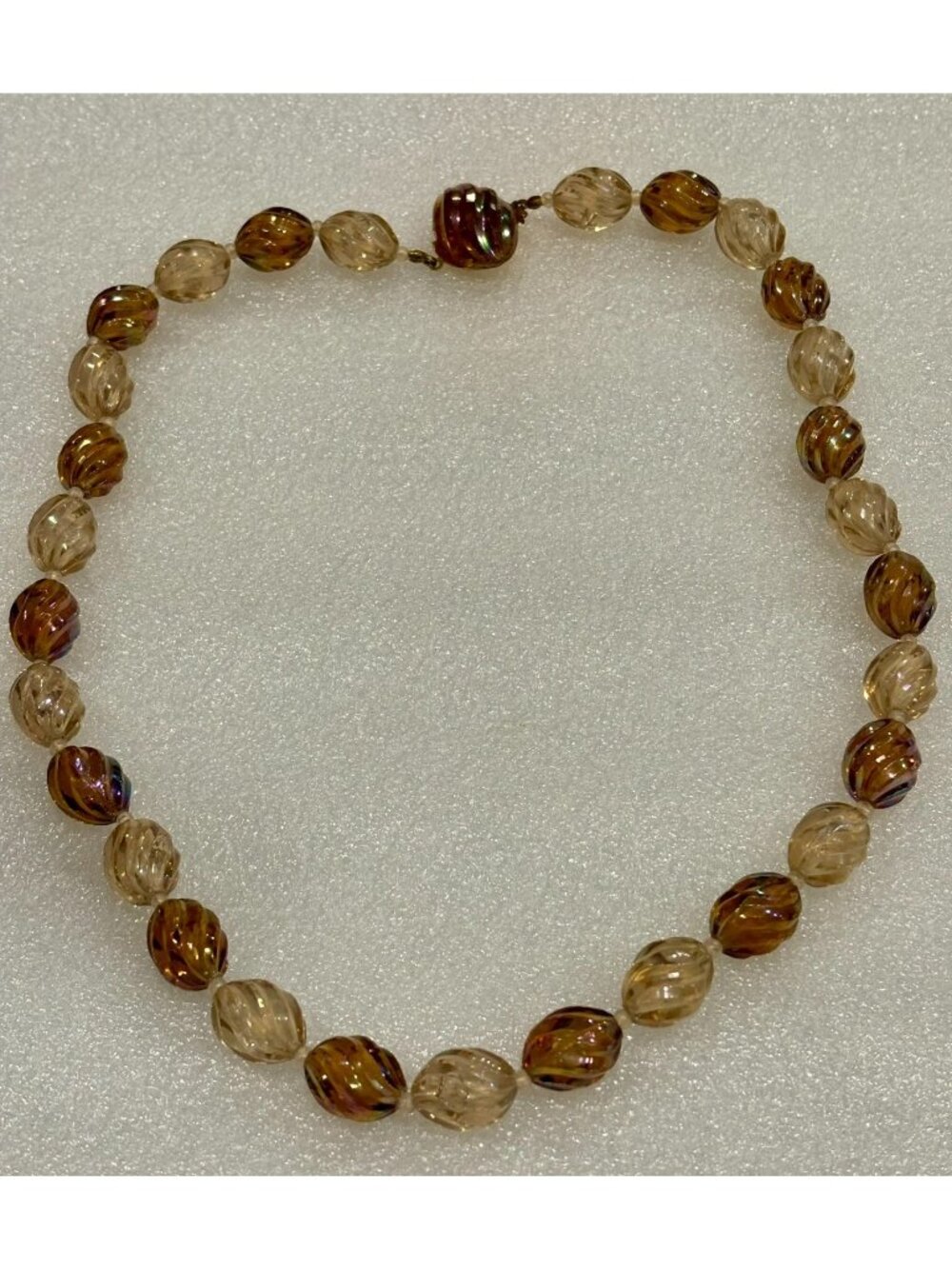 1950s Australian Iridescent Swirled Acrylic Bead Necklace